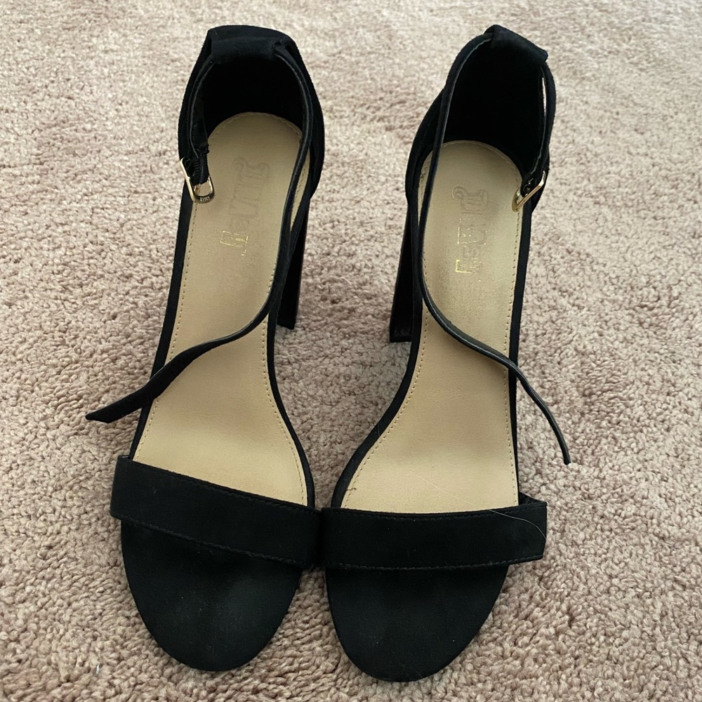 Black Thick Heel with Ankle Strap